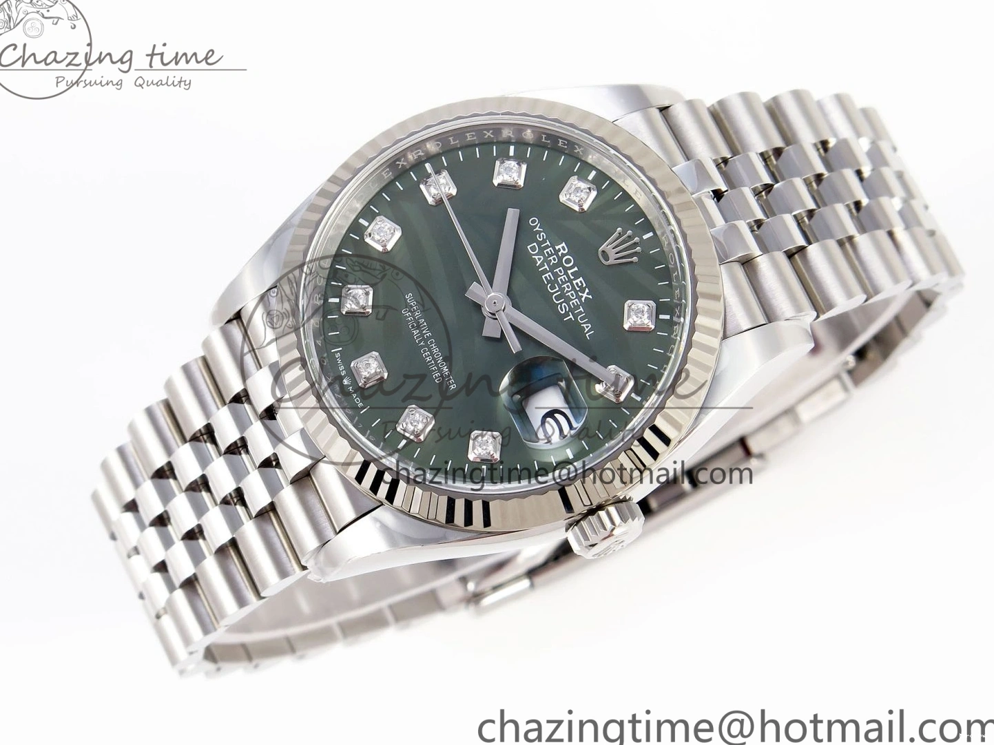MiroTime 0224 RelaxedFit DateJust 36 126234 Clean 1:1 Best Edition 904L Steel Green Leaf Diamonds Dial on Jubilee Bracelet VR 1975